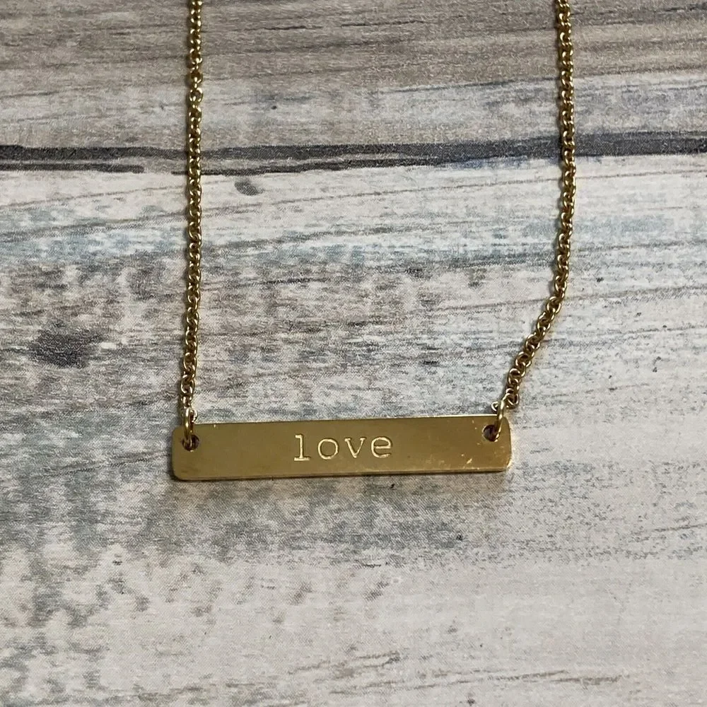 Love Bar Necklace 18k gold‎ Plated Chain Jook and Nona Signed